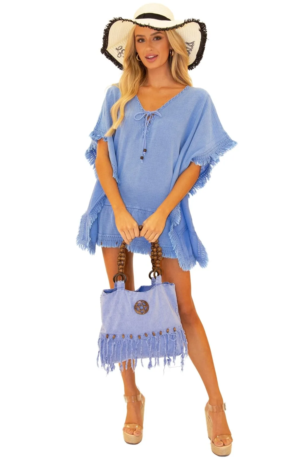 'Aria' Boho Tunic Cover-Up Blue