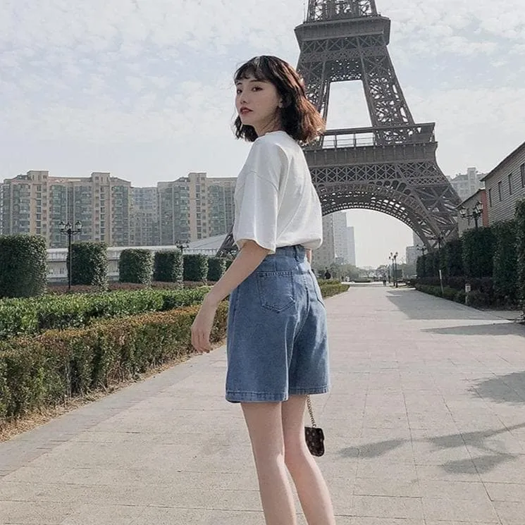 Denim Shorts With High Waist