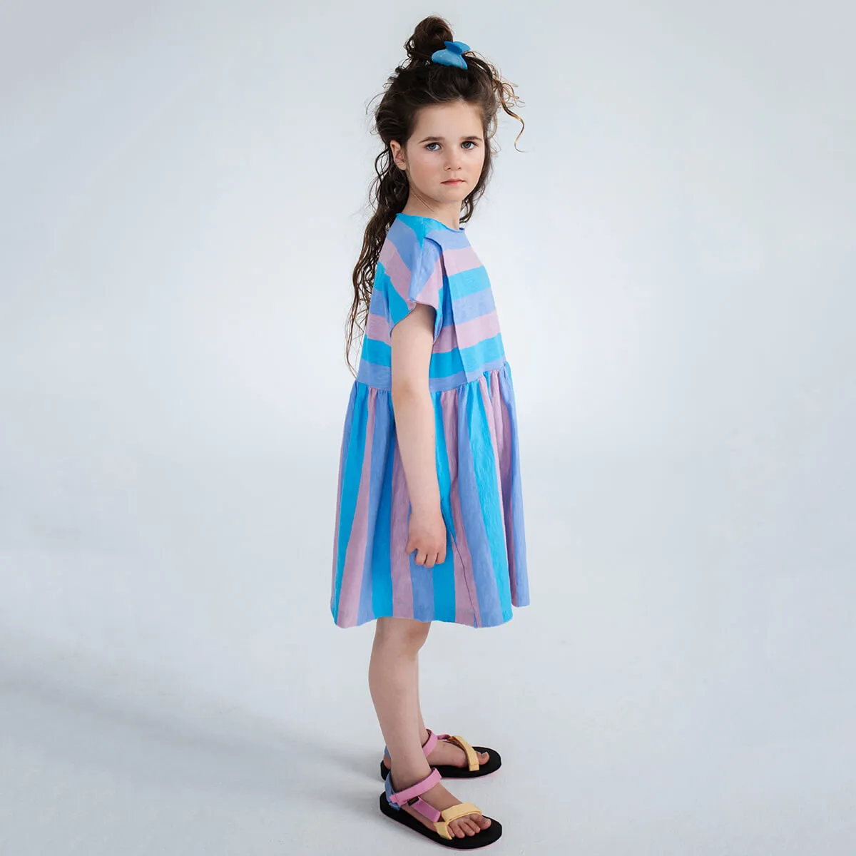 Every Day Dress in Tricolour Block Stripe by Repose AMS