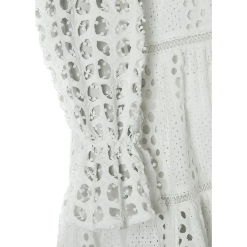 Holland Cooper Broderie Lace V-Neck Dress - White