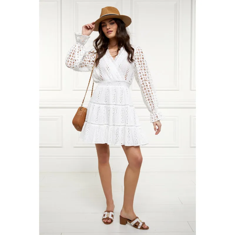 Holland Cooper Broderie Lace V-Neck Dress - White
