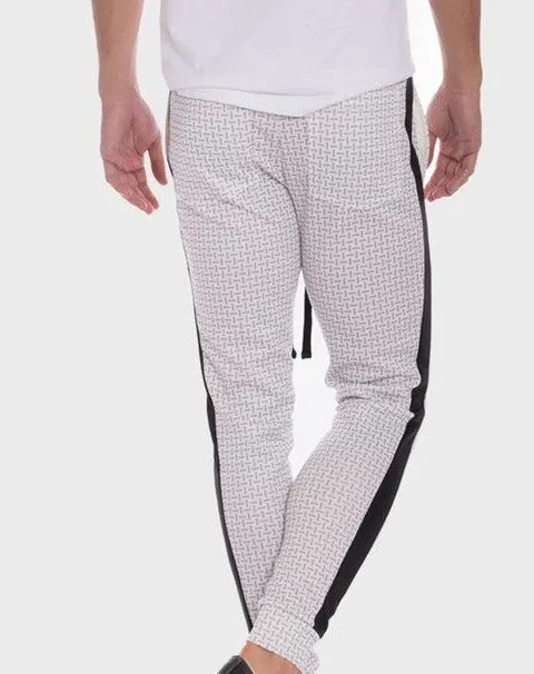 Men's Patterned Sweatpants with Side Stripe