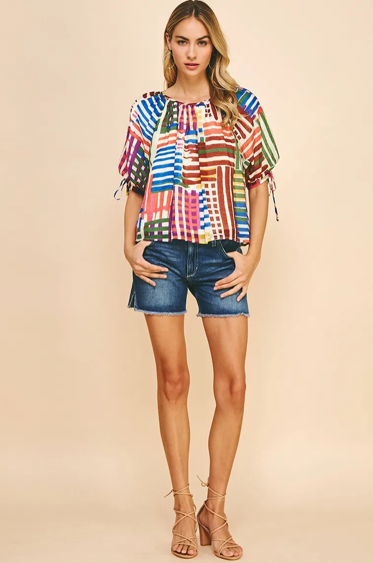 Multi Color Cross Hatch Blouse