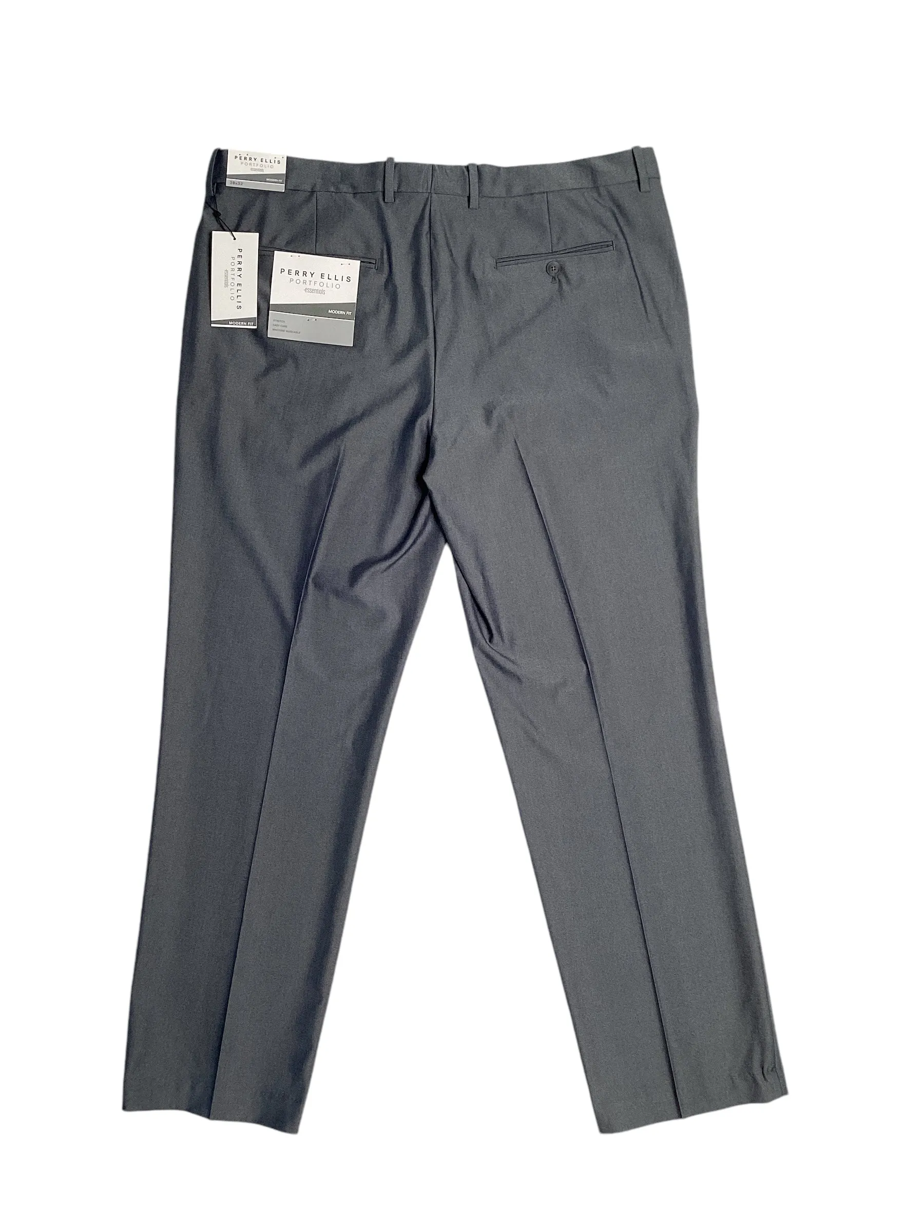 Perry Ellis Portfolio Mens Modern Fit Check Suit Dress Pants Med Grey 36 x 29