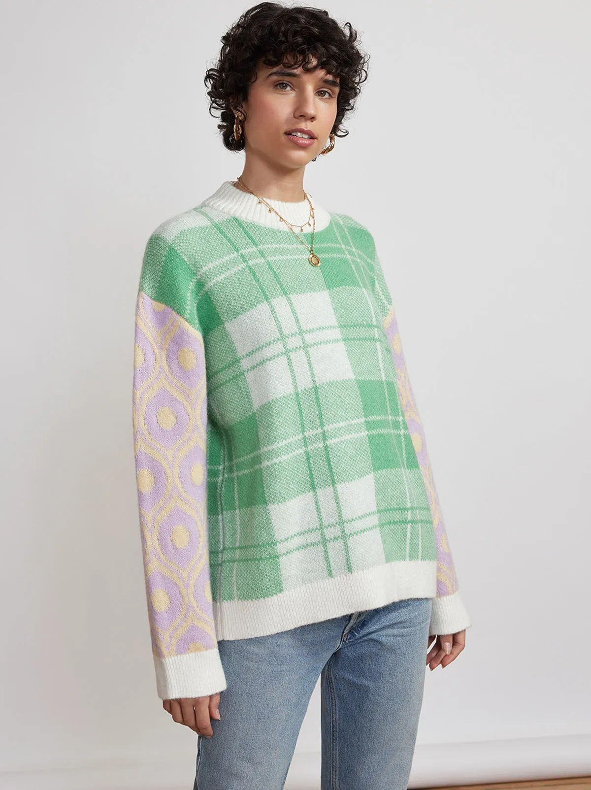 Phoebe Mixed Print Sweater